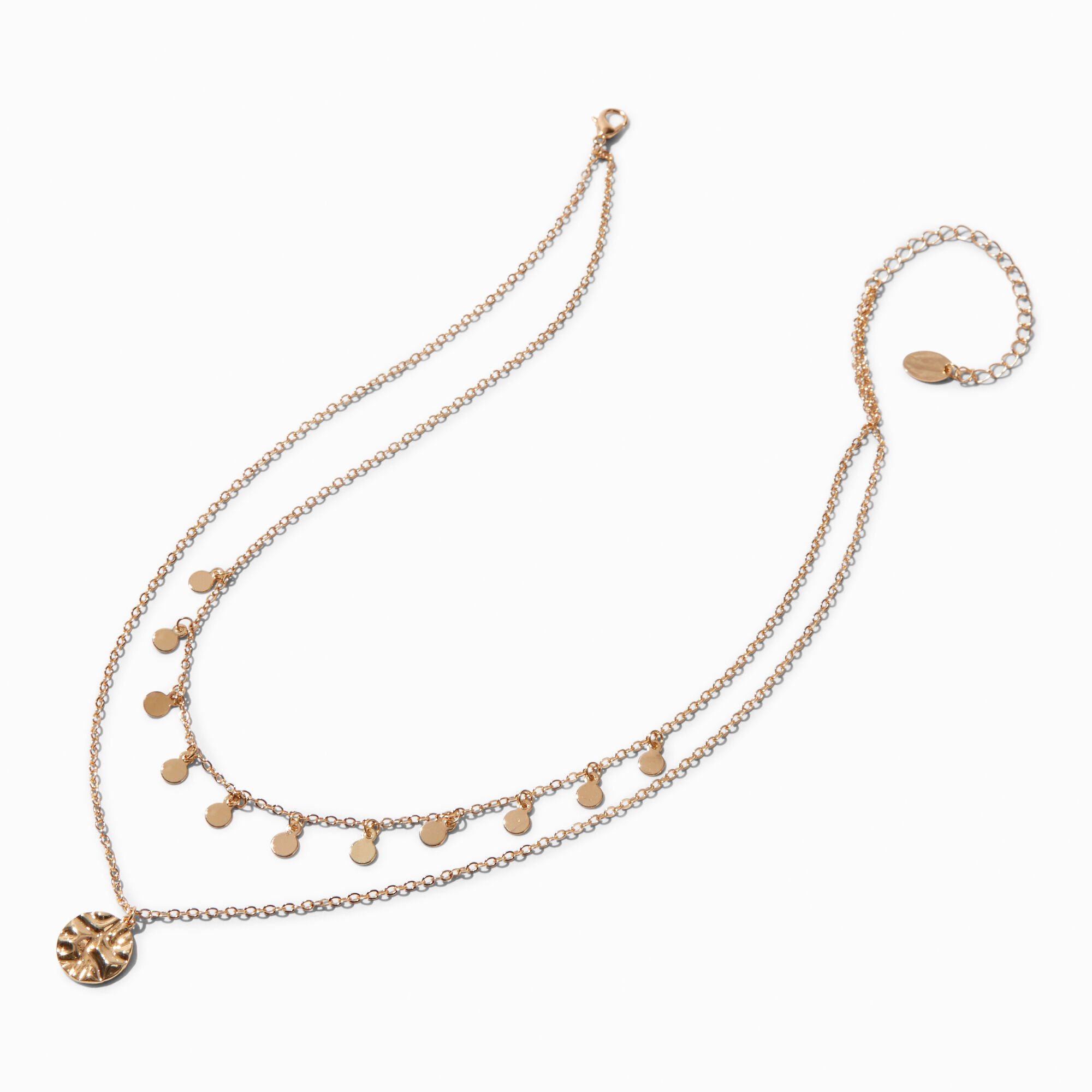 Gold-tone Mini Coin Multi-Strand Chain Necklace,