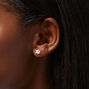 Silver Round Pearl Stud Earrings,