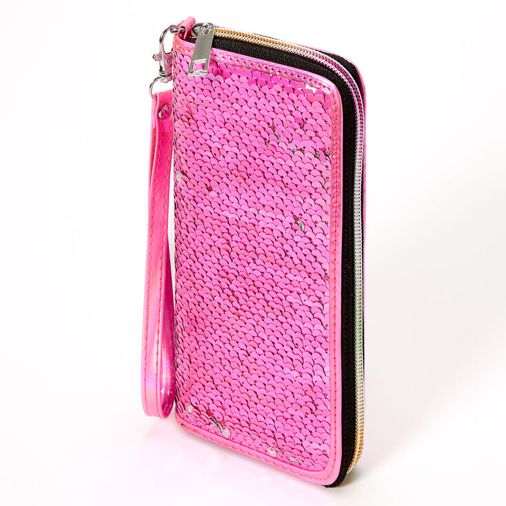 Claire's Pochette poignet à sequins réversibles - Rose