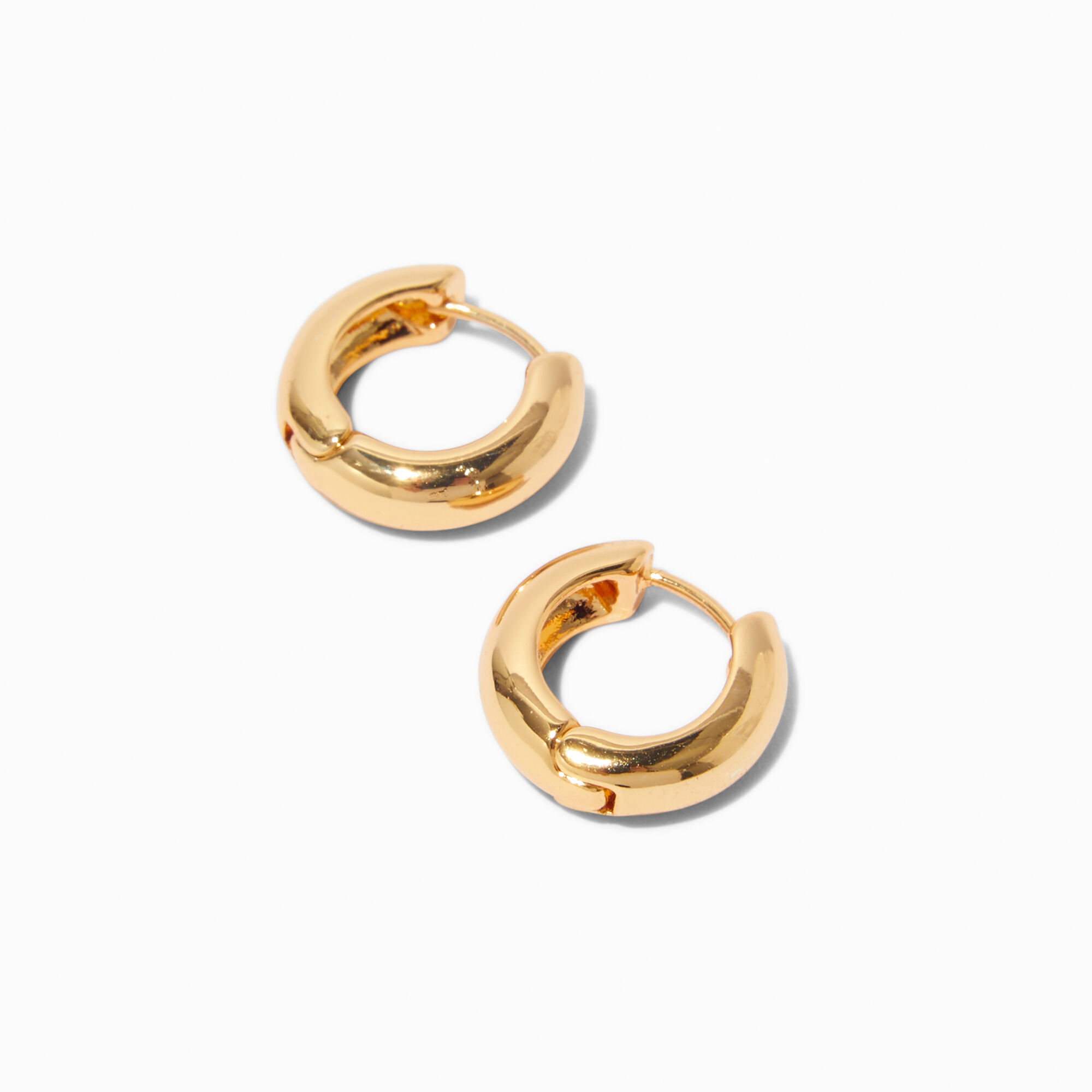 C LUXE by Claire's 18k Gold Plated Chunky Clicker Hoop Earrings,