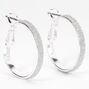 Silver-tone 20mm Thin Glitter Hoop Earrings,