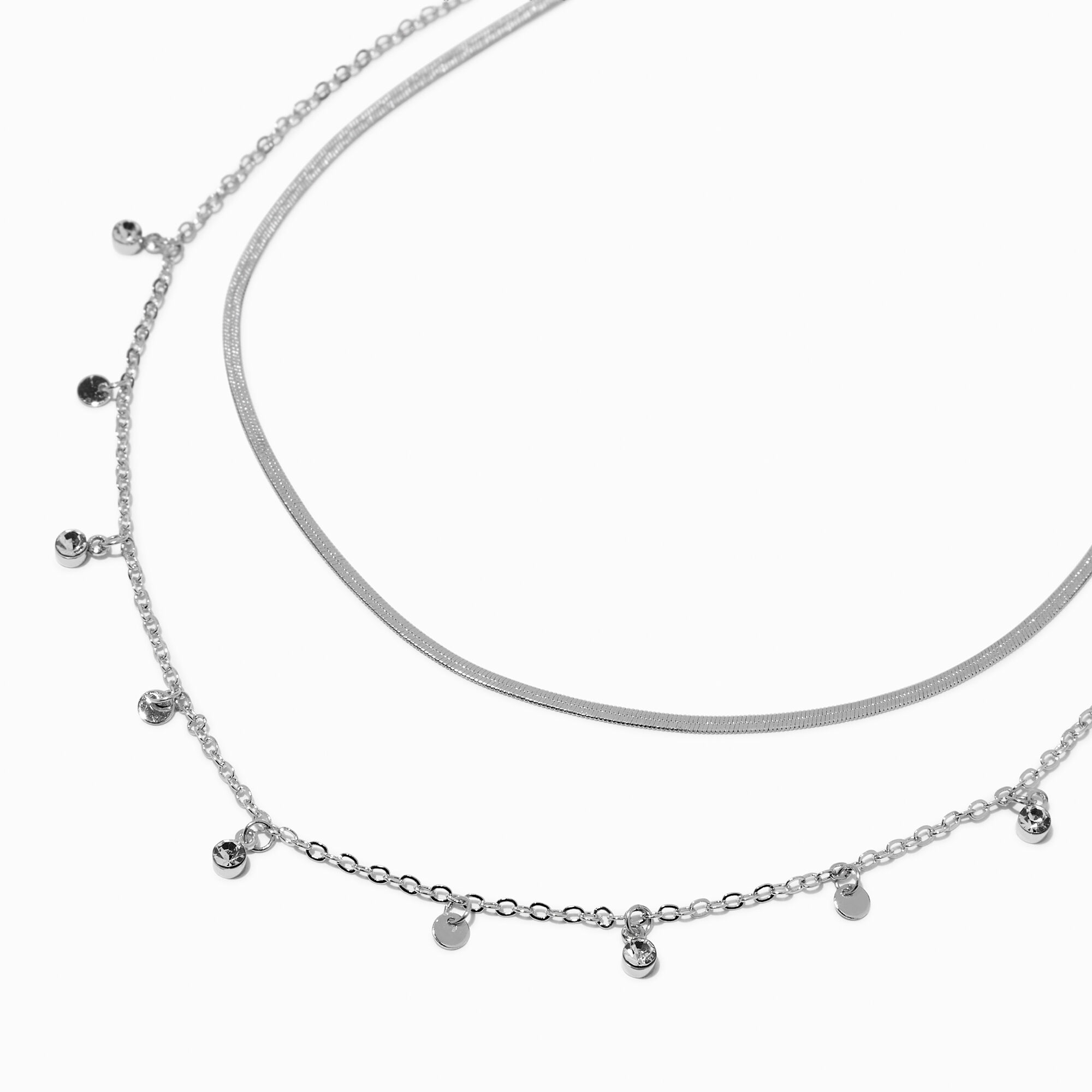 View Claires Tone Crystal Confetti MultiStrand Necklace Silver information
