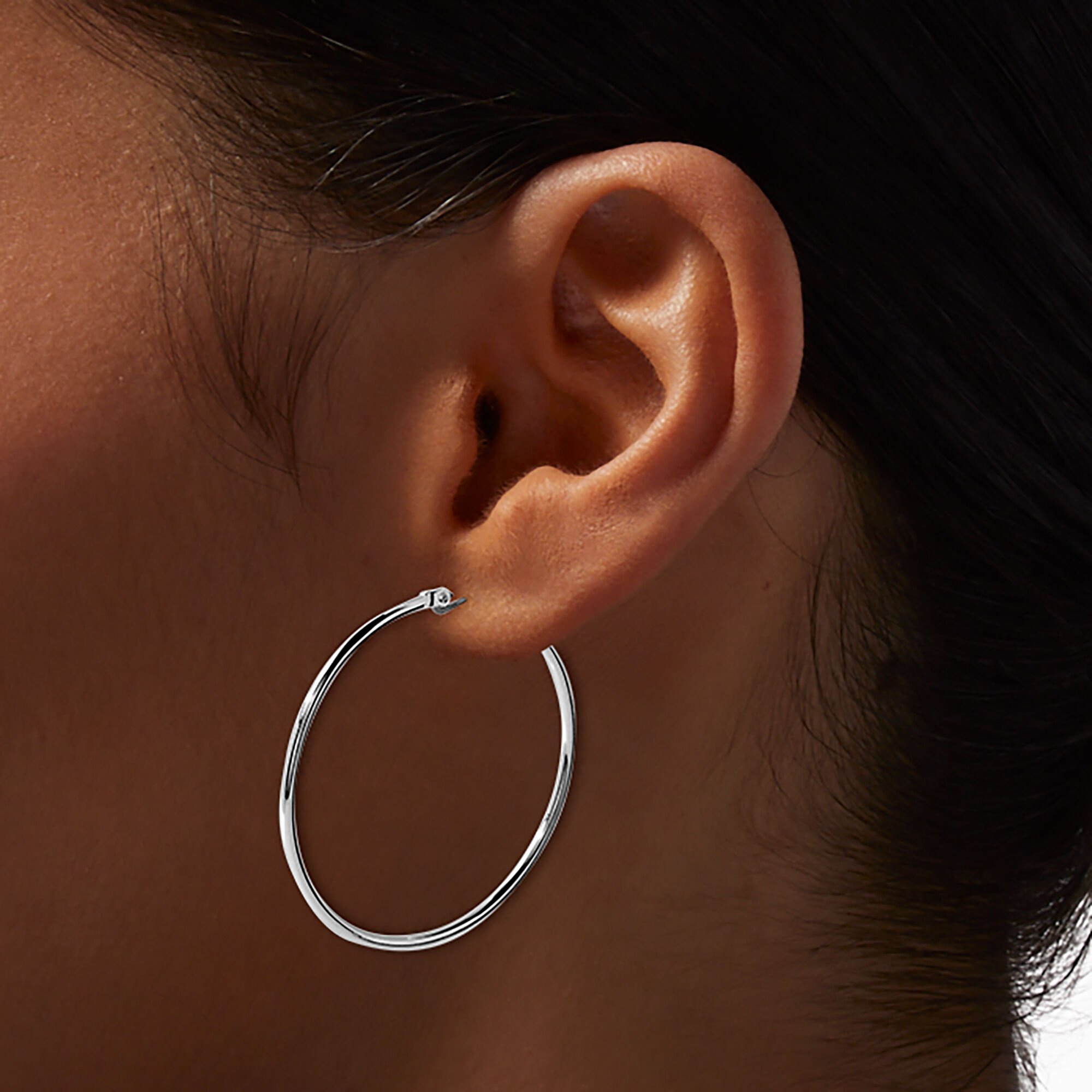 Silver-tone Basic 40mm Hoop Earrings,