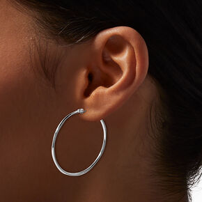 Silver-tone Basic 40mm Hoop Earrings,