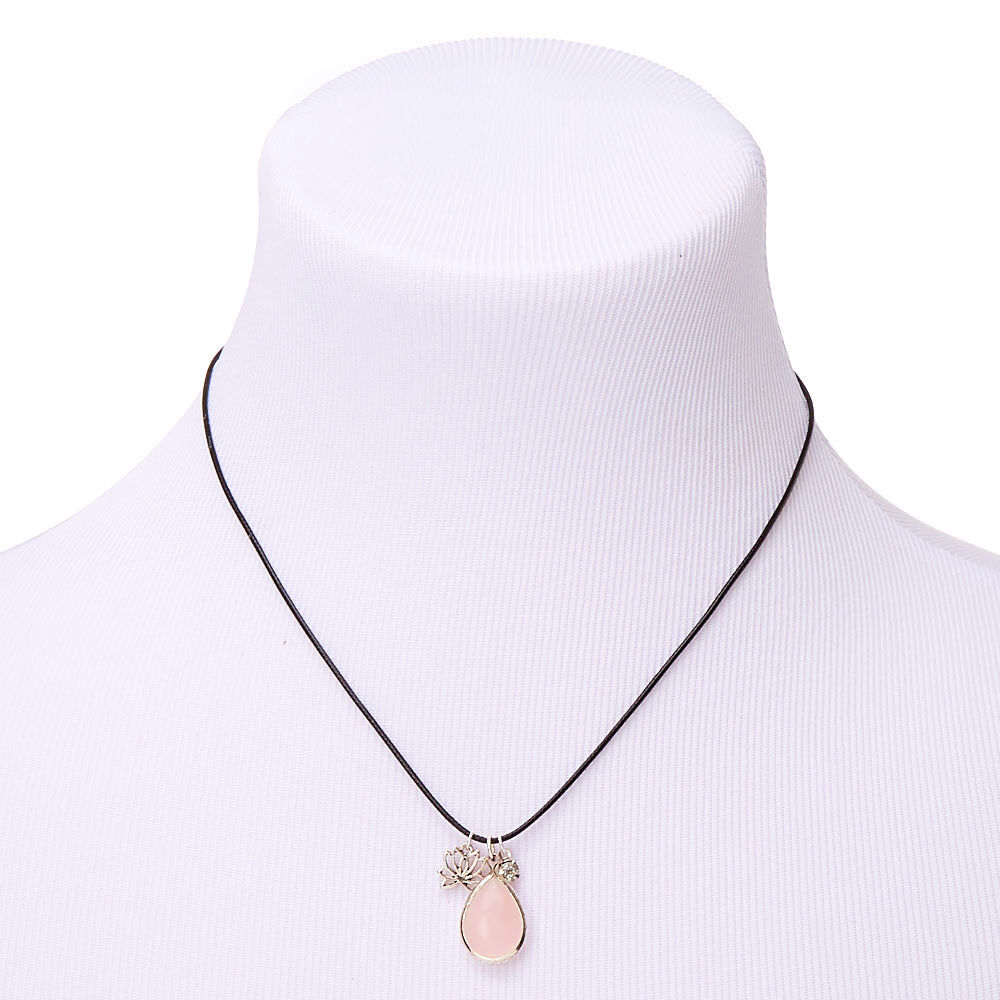 Rose Quartz Teardrop Pendant Necklace,
