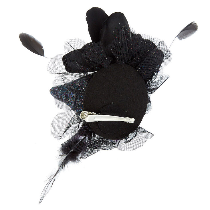 Bibi pour cheveux &agrave; clip chapeau de sorci&egrave;re paillet&eacute; noir,
