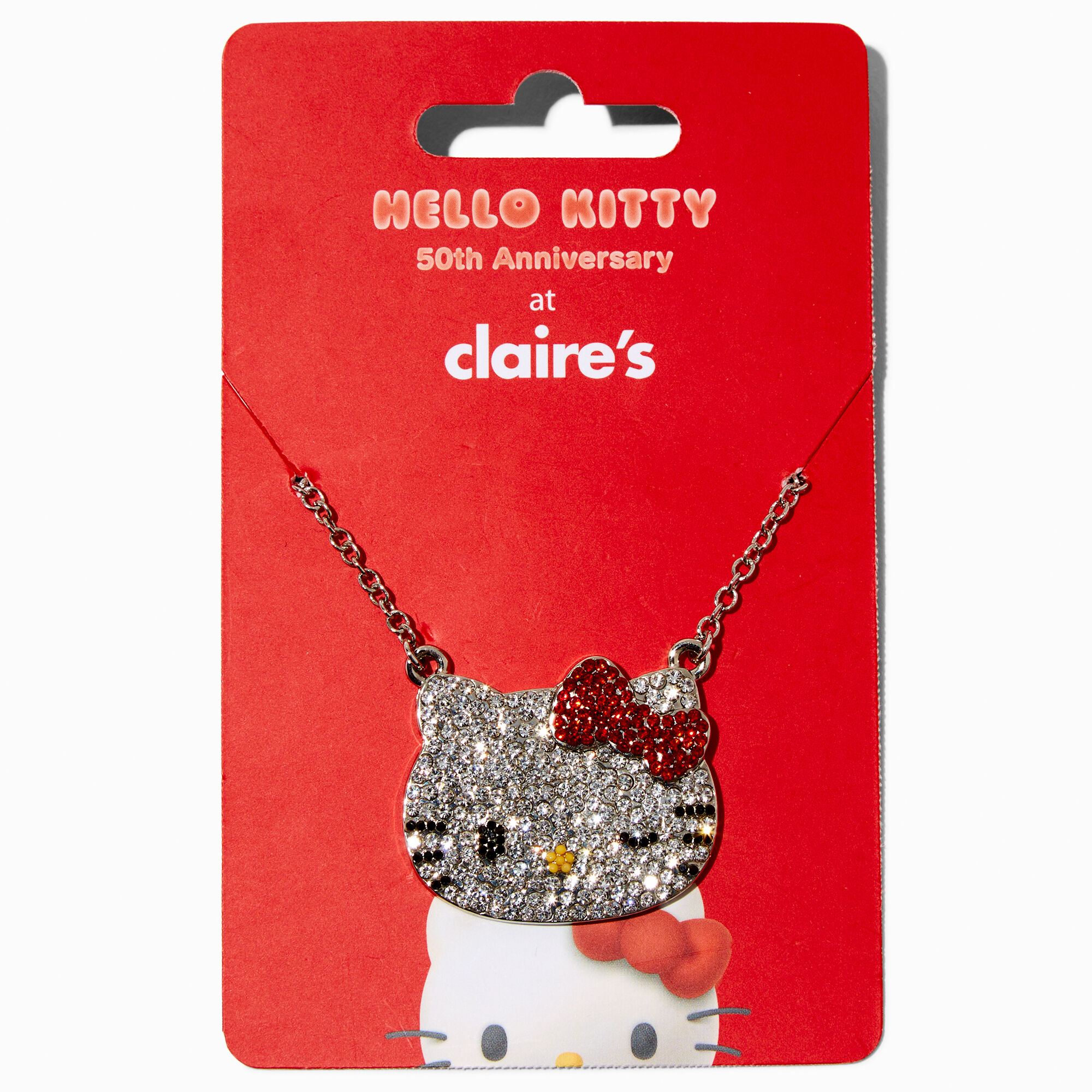 View Hello Kitty 50Th Anniversary Claires Exclusive SilverTone Pendant Necklace Red information