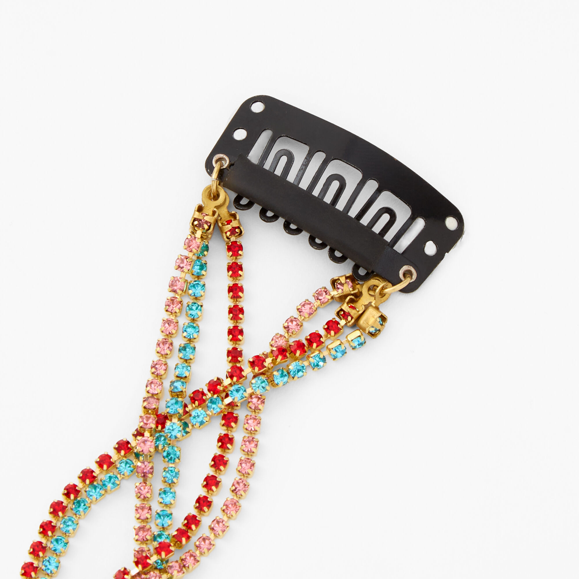 Bijoux de cheveux à clip avec strass arc-en-ciel,