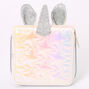 Iridescent Quilted Uniorn Mini Zip Wallet - White,