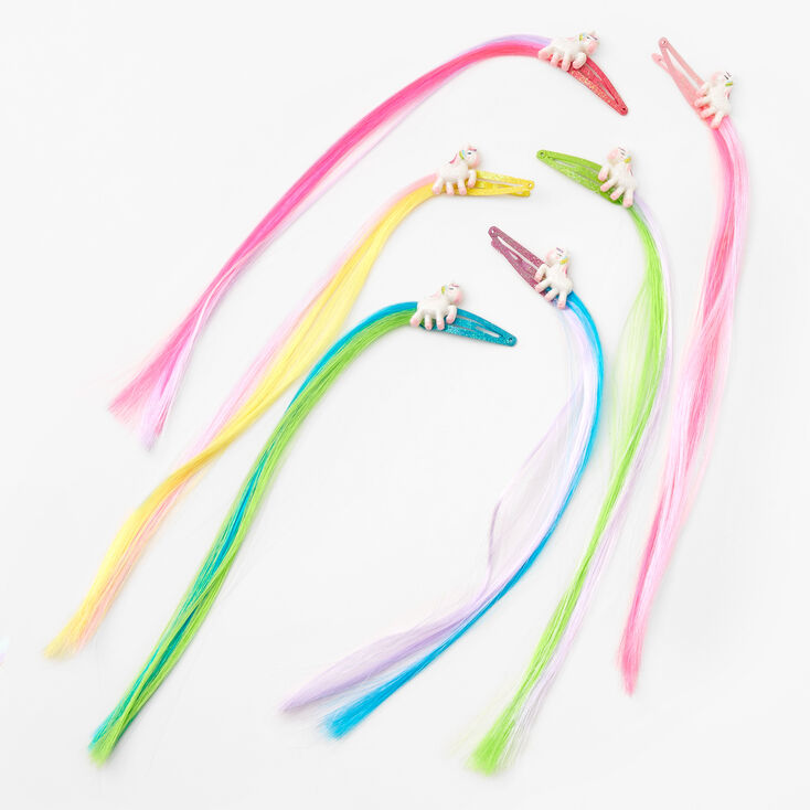 Claire&#39;s Club Faux Hair Unicorn Snap Hair Clips - 6 Pack,