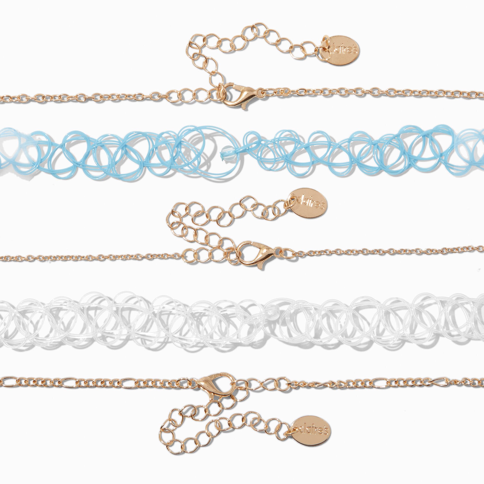 Gold-tone Chain, Y2K Beaded & Tattoo Choker Necklaces - 5 Pack,