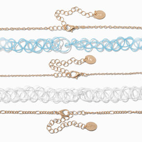 Gold-tone Chain, Y2K Beaded &amp; Tattoo Choker Necklaces - 5 Pack,