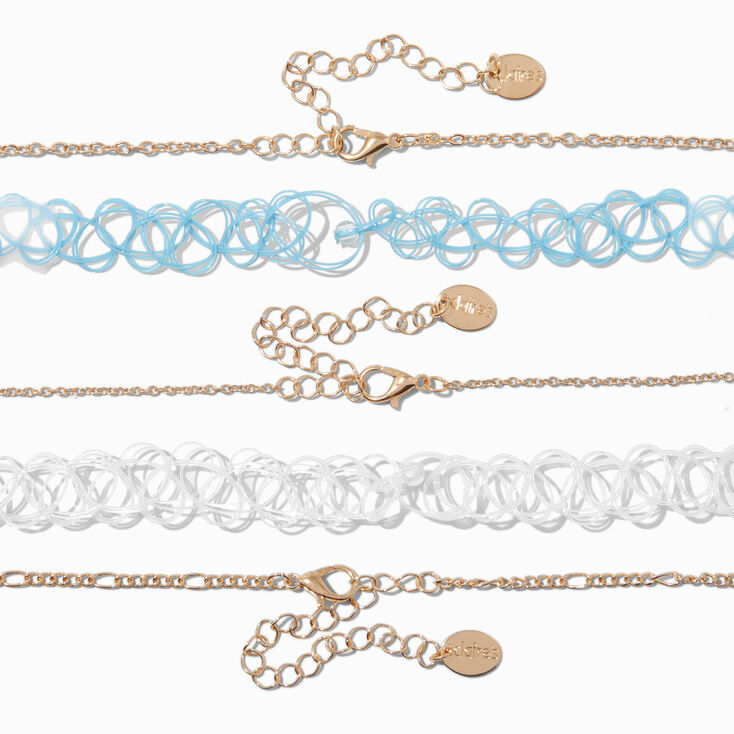 Gold-tone Chain, Y2K Beaded &amp; Tattoo Choker Necklaces - 5 Pack,