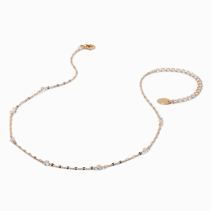Gold-tone Cubic Zirconia Disco Chain Necklace | Claire's US