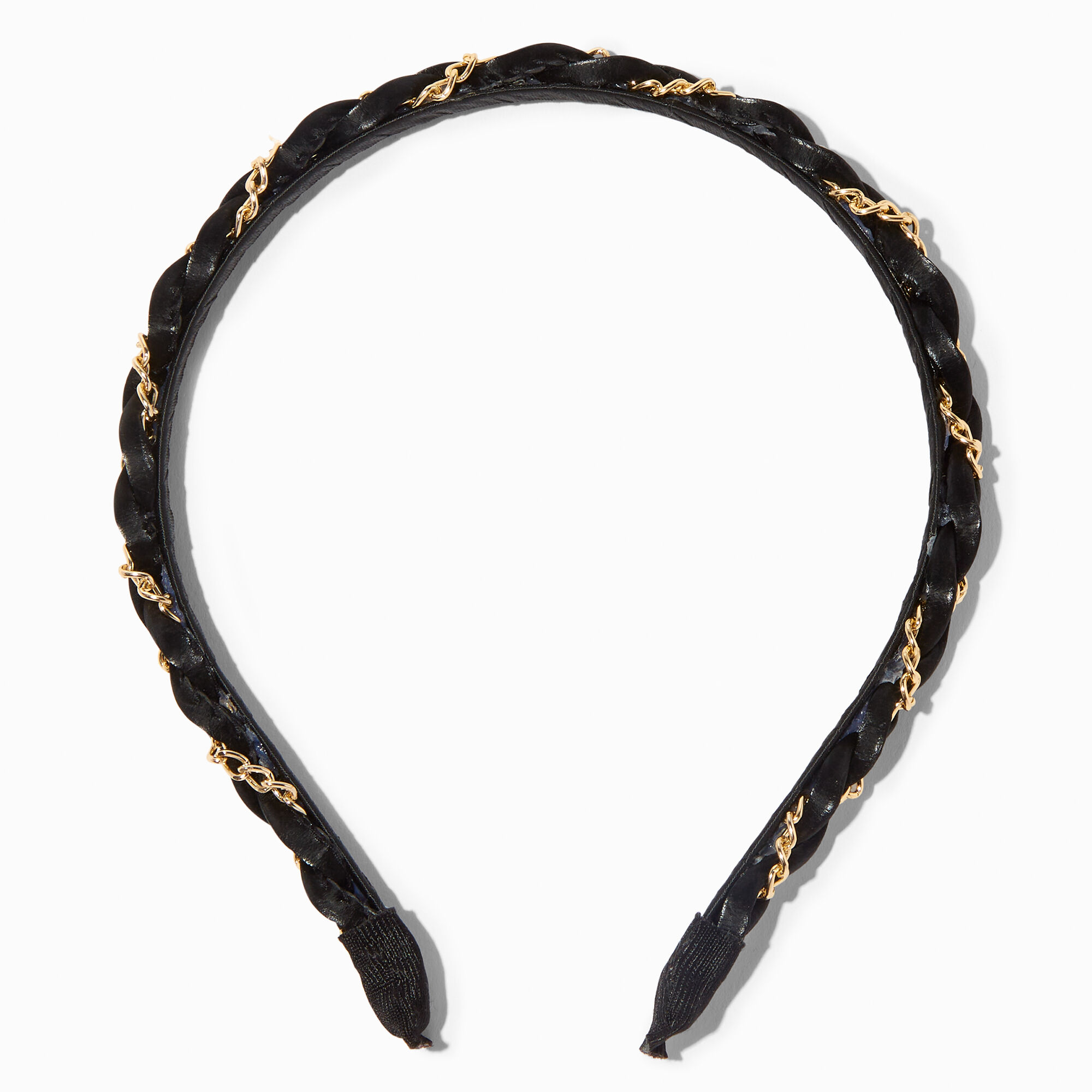 View Claires Gold Chain Woven Headband Black information