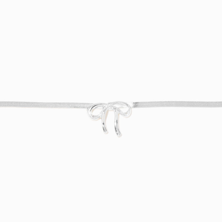 Silver Bow Choker Necklace,