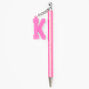 Initial Charm Glitter Pen - Pink, K,