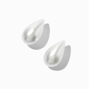 White Teardrop Pearl 20mm Stud Earrings ,