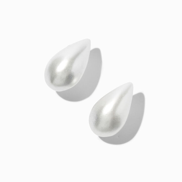 Clous d&#39;oreilles perle d&#39;imitation goutte 20&nbsp;mm blancs,
