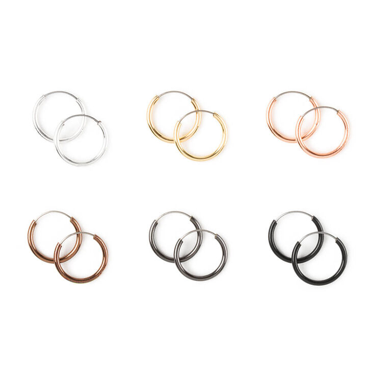 Mixed Metal Mini Hoop Earrings - 6 Pack,