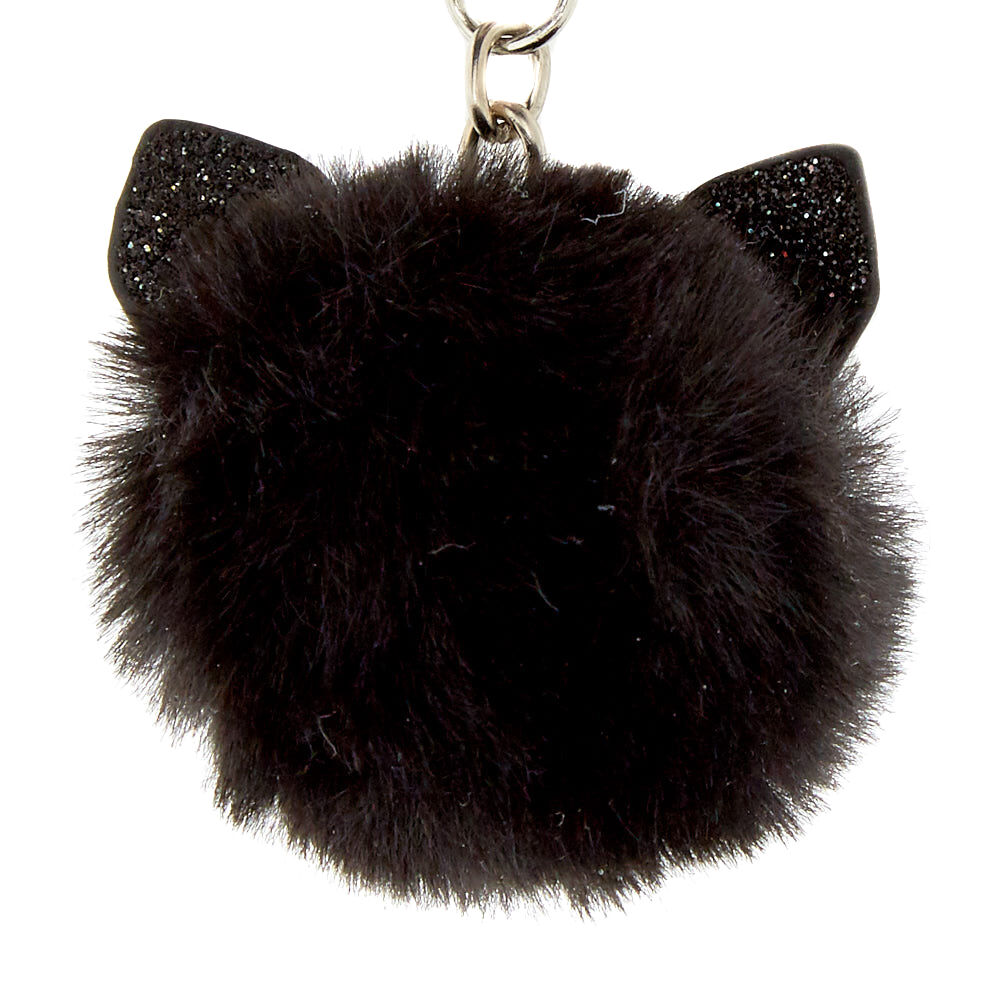 Glitter Cat Small Zip Wallet - Black,