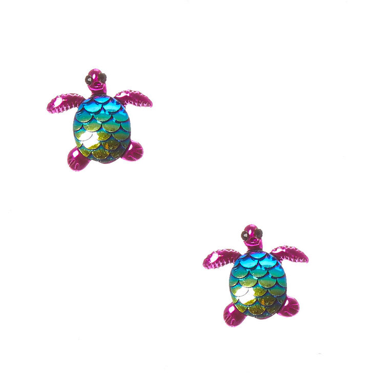 Holographic Turtle Stud Earrings,