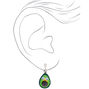 Silver 1&quot; Avocado Clip On Drop Earrings - Green,