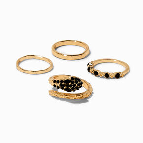 Black Snake Gold-tone Ring Set - 4 Pack,