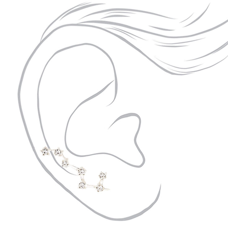 Silver 1&quot; Constellation Ear Crawler Earrings,