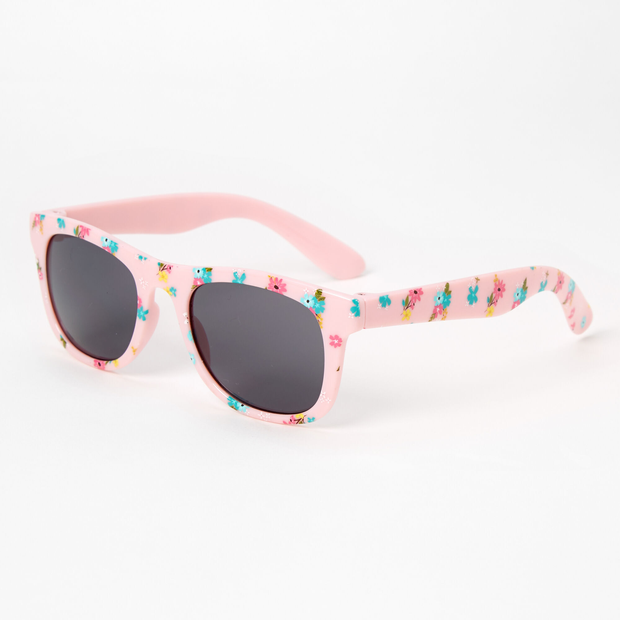 Claire s Club Floral Print Pink Wayfarer Sunglasses