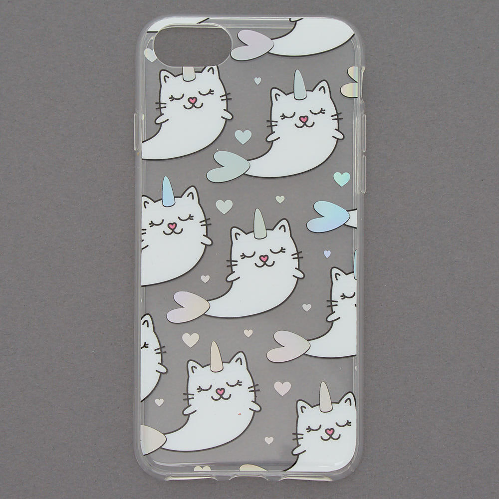 Coque de portable transparente narval chat,