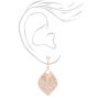 Rose Gold-tone 1&quot; Filigree Teardrop Clip-On Drop Earrings,