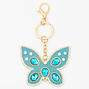 Gold XL Butterfly Keyring - Blue,