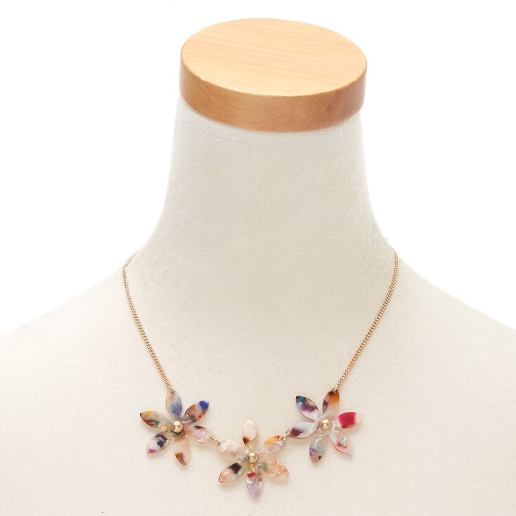Resin Painted Flower Statement Necklace,