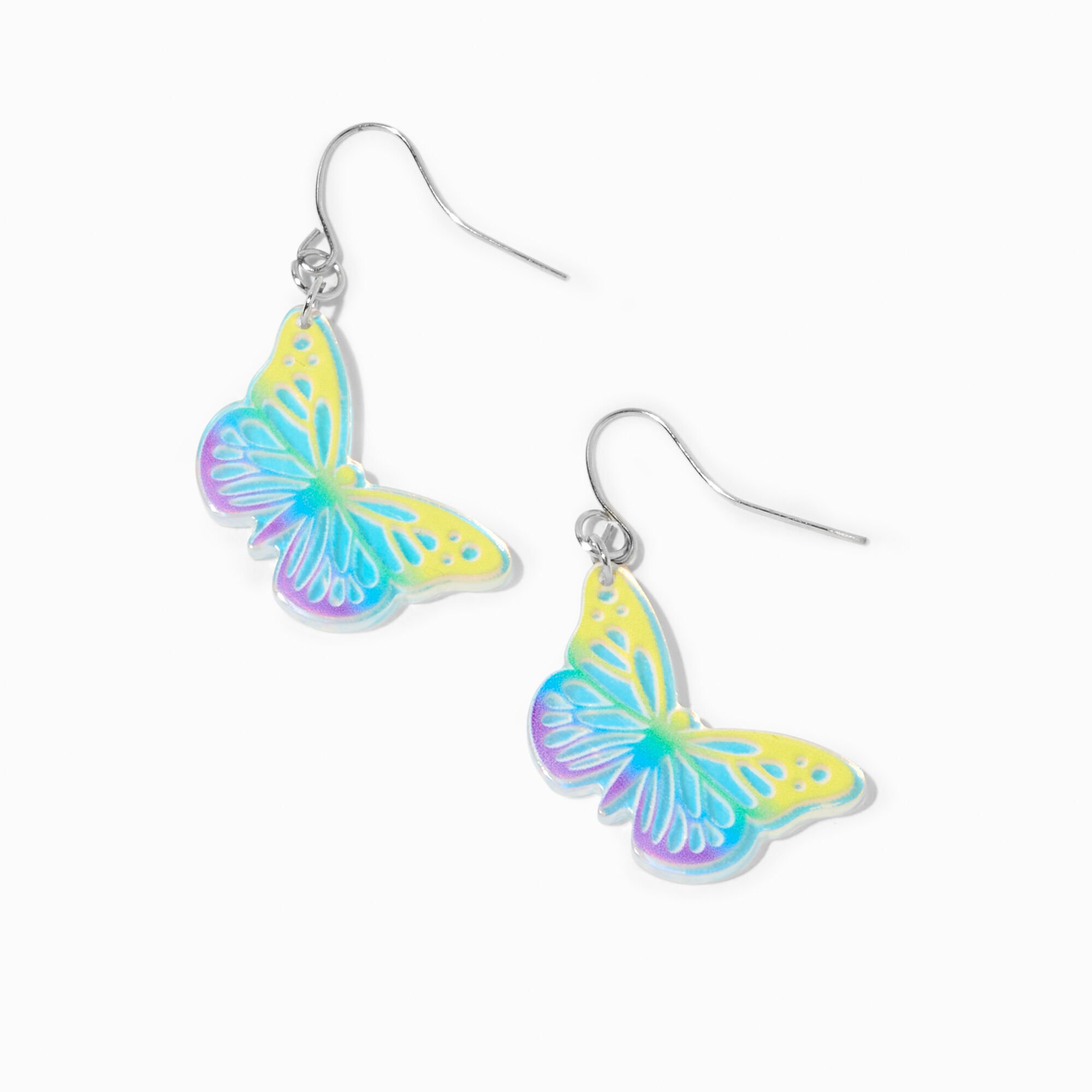 View Claires Ombré Butterfly 15 Drop Earrings Purple information