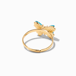 Butterfly Birthstone Gold Adjustable Ring - December,