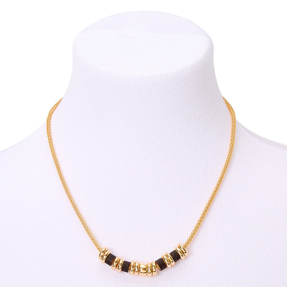 Gold Glitter Ring Statement Necklace - Black,