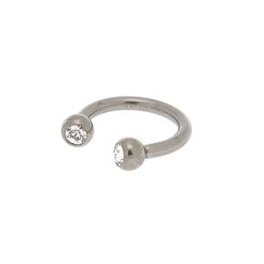 Silver-tone Titanium Horseshoe Crystal 16G Cartilage Earring,