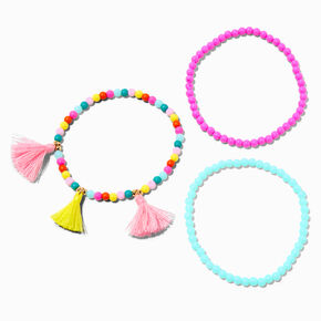 Claire&#39;s Club Rainbow Seed Bead Beaded Anklets - 3 Pack,