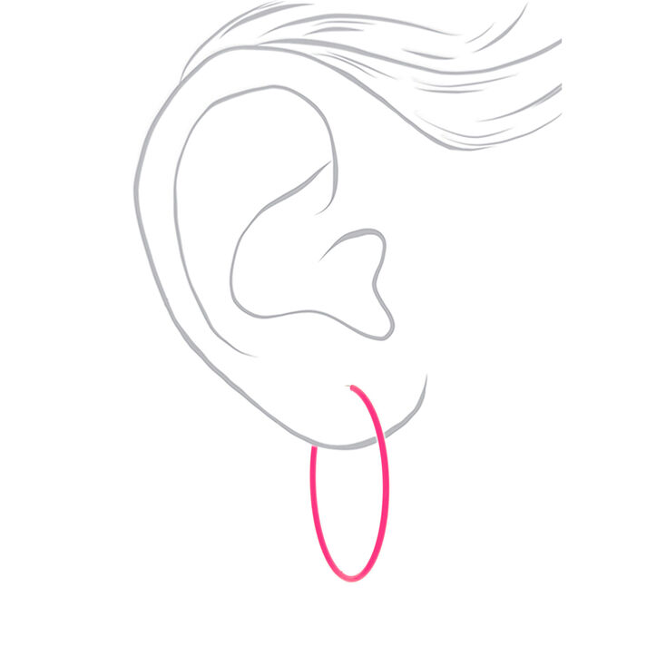 40MM Neon Hoop Earrings -  Pink,