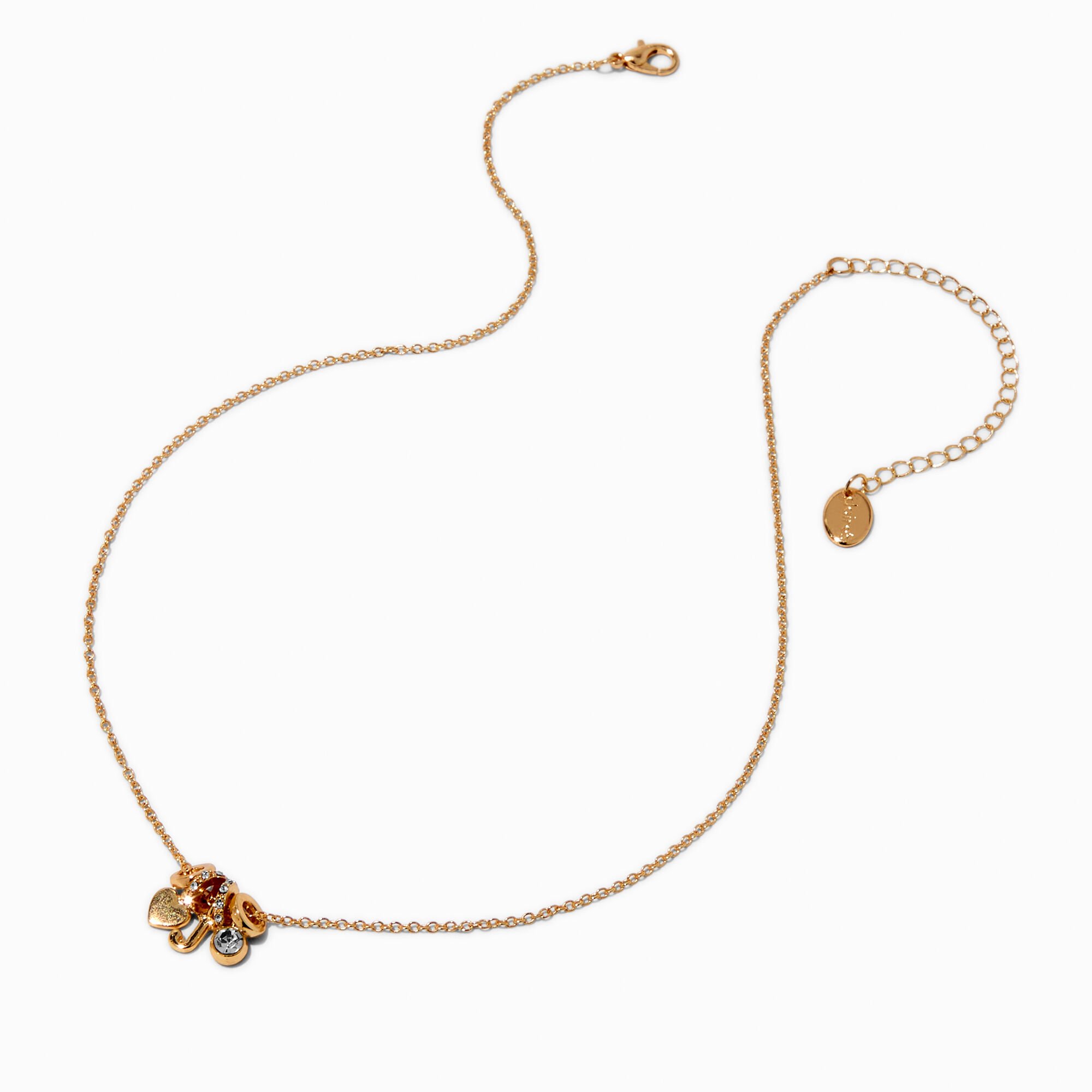 Gold-tone Initial Charm Pendant Necklace - J,