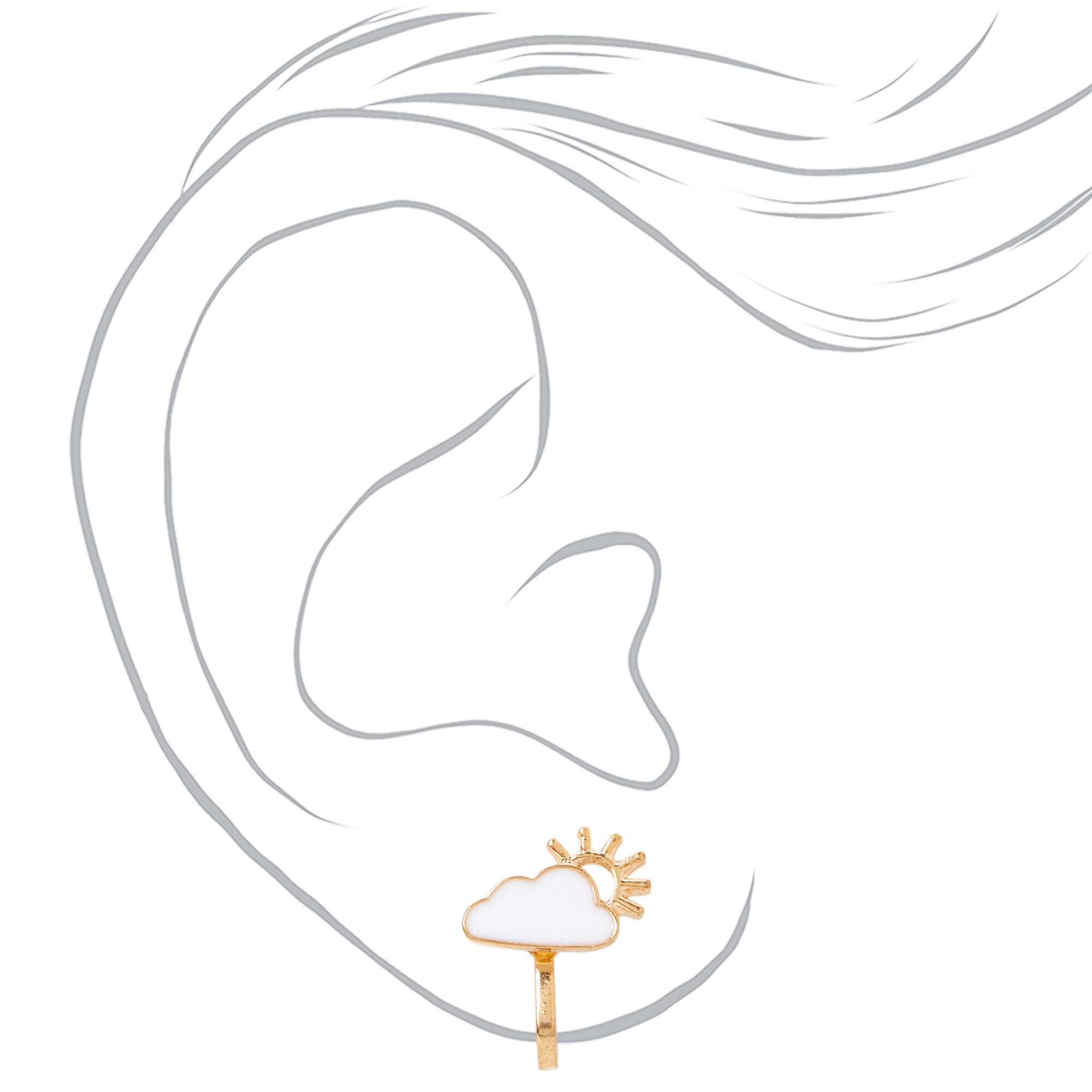 Gold Sun & Clouds Clip On Earrings,