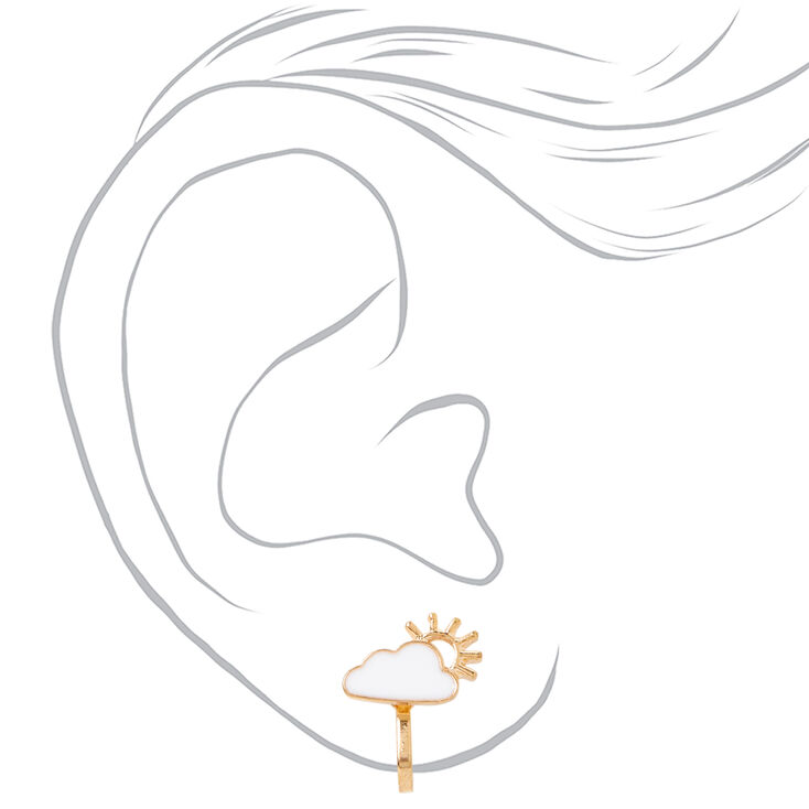 Gold Sun &amp; Clouds Clip On Earrings,