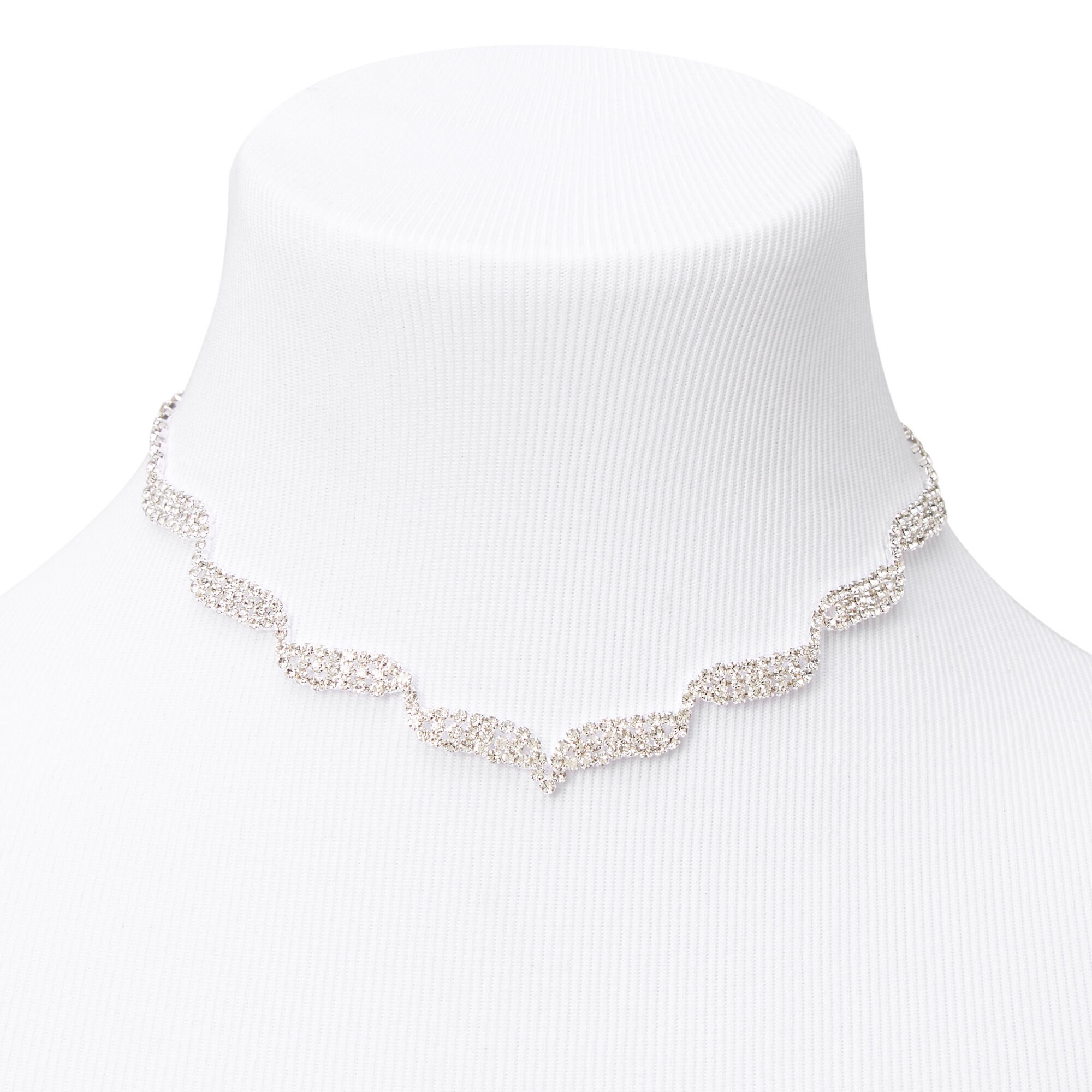Silver-tone Rhinestone Waves Jewelry Set - 2 Pack,