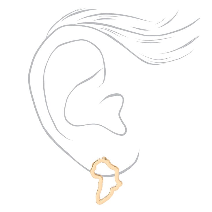 Gold Africa Outline Stud Earrings,