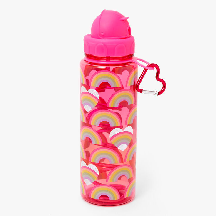 Rainbow Heart Water Bottle - Pink,