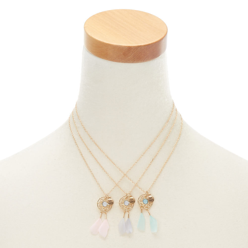 Best Friends Sisters Dreamcatcher Pendant Necklaces - 3 Pack,
