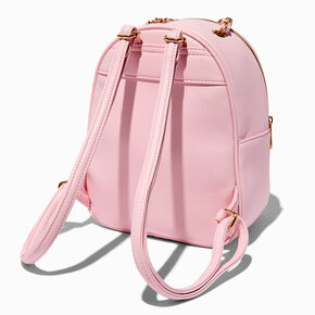 Rhinestone-Studded Blush Pink Quilted Backpack,