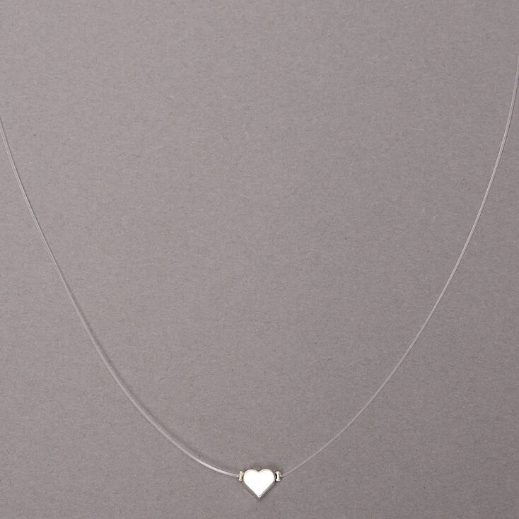 Silver Heart Illusion Pendant Necklace,