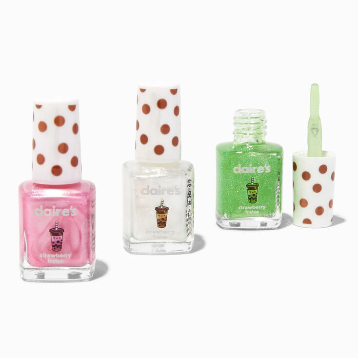 Boba Tea Glitter Nail Polish Set - 3 Pack,